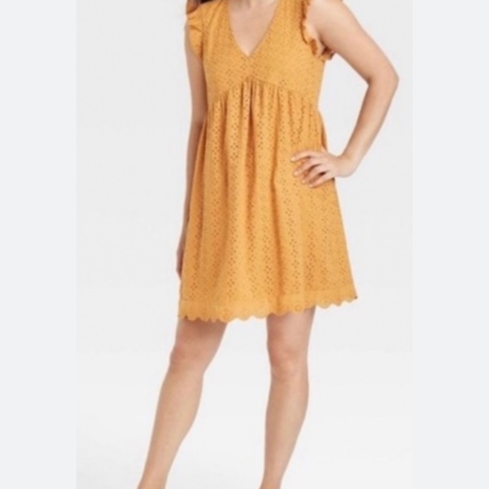 Knox Rose Babydoll Dress Womens Size XXL Eyelet cap sleeves vneck